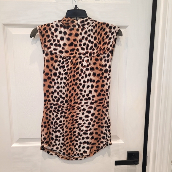 Cheetah drape front sleeveless blouse size small by I n c - Picture 2 of 4